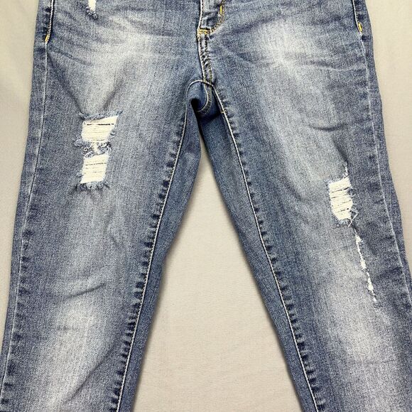 Universal Thread Women's Skinny Mid Rise Distressed Jeans 2/26R Raw Hem Stretch - Picture 5 of 16